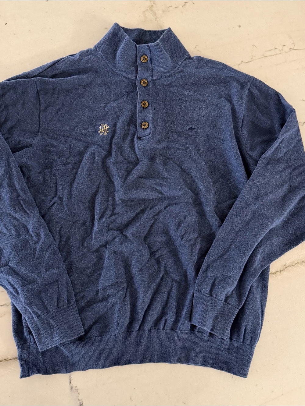 Onward Reserve Performance Sweatshirt Mens Medium Blue Button Henley Pullover